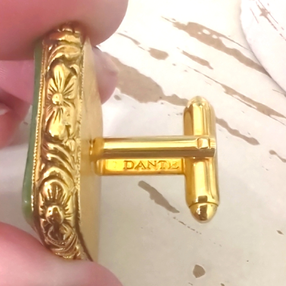 Vintage 1940s Dante Gold Cameo Cufflinks – Classical Greek Revival Mid-Century - Picture 3 of 6